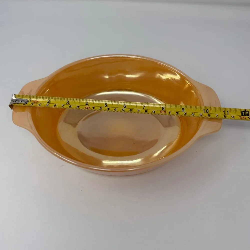 Vintage Fire King Peach Luster Oval Au Gratin Casserole Dish‎ Anchor Hocking